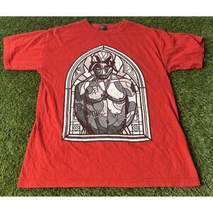Tupac Shakur Gemrock shirt 90's Rare Grail Stain Glass Thug Life Size Large Red